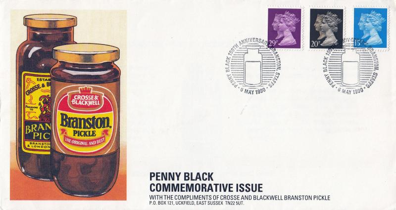 1990 (05) Penny Black - Cross & Blackwell Branston Commemorative Cover - Branston H/S