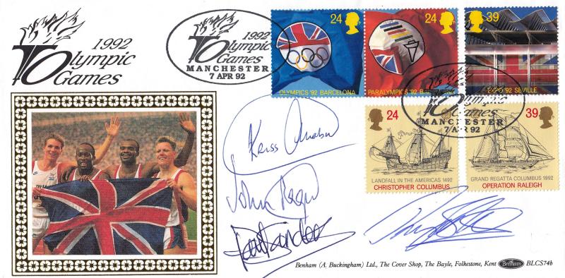 1992 (04) Europa - Benham BLCS 74 Official - Multi Signed by Roger Black, Kris Akabussi, David Grindley & John Regis