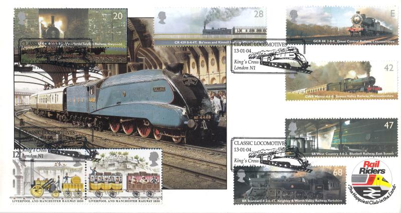 2004 (01) Classic Locomotives (Stamps) - Covercraft 'Rail Riders' Special - King's Cross, N1 H/S