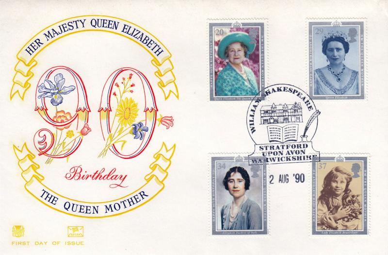 1990 (08) Queen Mother's 90th Birthday - Stuart - William Shakespeare, Stratford Upon Avon H/S