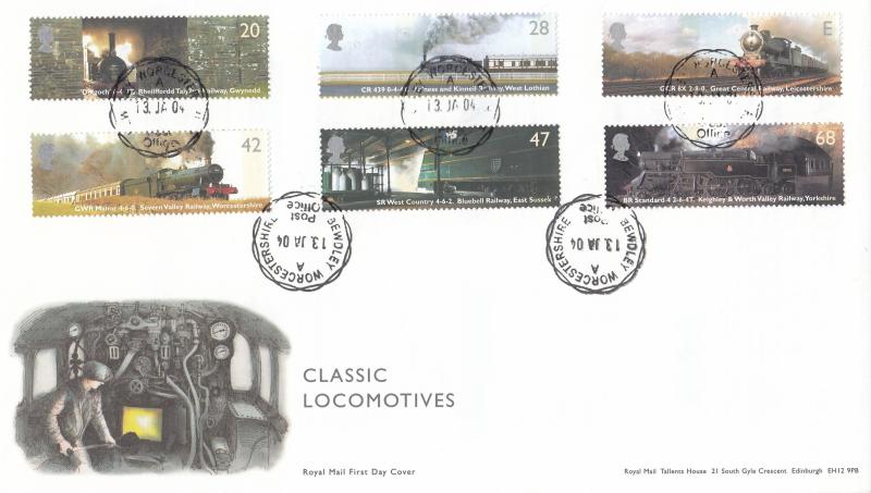 2004 (01) Classic Locomotives (Stamps) - RM - Bewdley CDS