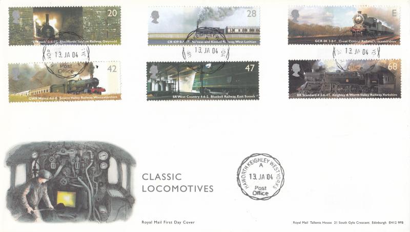 2004 (01) Classic Locomotives (Stamps) - RM - Haworth CDS