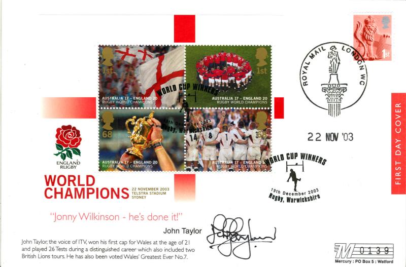 2003 (12) Rugby Winners M/S - Westminster 'Mercury' Official - Match 'Final' Day + Signed by John Taylor