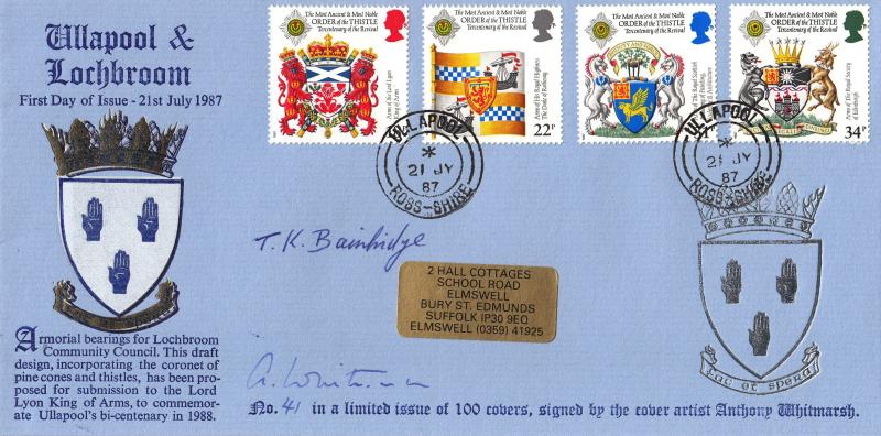 1987 (07) Scottish Heraldry - Ullapool 'Armorial Bearings' Cover - Ullapool CDS - Double Signed