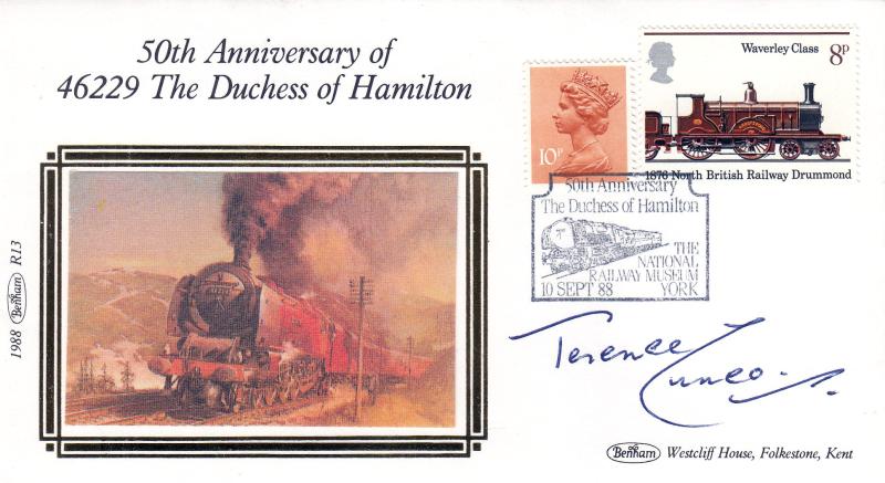 1988 (09) Duchess of Hamilton 46229 Steam Locomotive 50th Anniversary - Benham Small Silk R13 'Special' - Signed Terence Cuneo