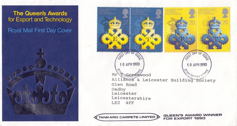 1990 (04) Queen's Awards - RM - Tankard Carpets Limited Overprinted 'Special' - Bradford FDI