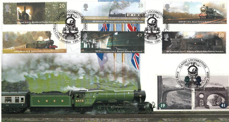 2004 (01) Classic Locomotives (Stamps & M/S) - Pair of Covercraft 'Flying Scotsman' Covers - Kings Cross H/S