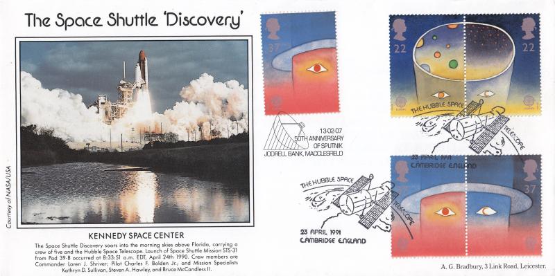 1991 (04) Europe In Space - Bradbury 'Hubble Space Telescope' Official - Doubled 50th Anniversary of Sputnik