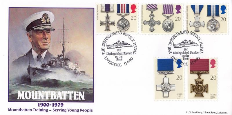1990 (09) Gallantry - Bradbury 'Mountbatten Training' Cover - Distinguished Service Medal H/S