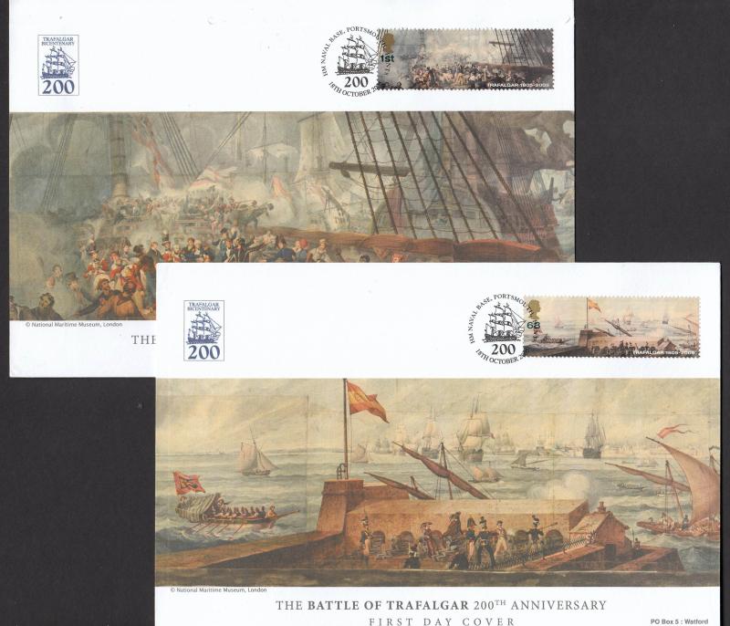 2005 (10) Battle of Trafalgar (Stamps) - Westminster 'HM Naval Base, Portsmouth' Official (Set of Six)