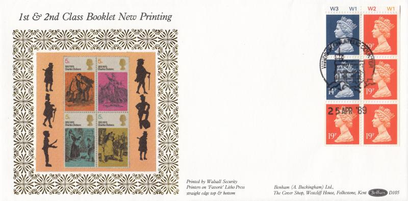 1989 (04) £1 Charles Dickens Booklet - Benham D105 - Cyl Pane Version - Windsor Counter H/S