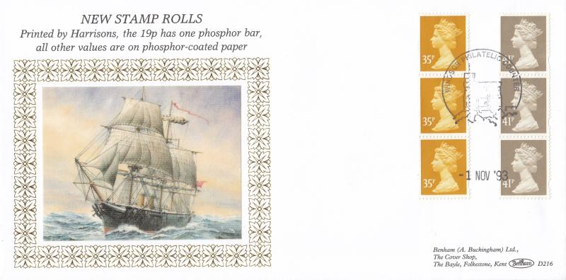 1993 (11) 35p & 41p Stamp Roll - Benham D216 - Windsor Counter H/S