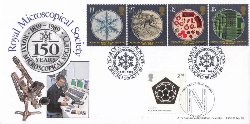 1989 (09) Microcopes - Bradbury LFDC 80 Alternative Royal Microscopical Society Official - Doubled in 2001
