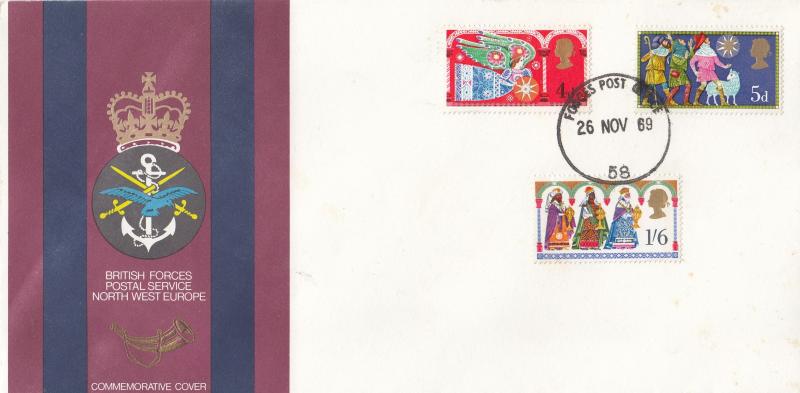 1969 (11) Christmas - BFPS North West Europe Cover - Forces Post Office 58 CDS
