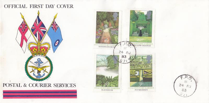 1983 (08) British Gardens - Postal & Courier Services Cover - FPO 971 CDS