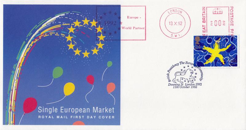 1992 (10) Single Market - RM - Downing Street H/S + Europe World Partner Meter Mark