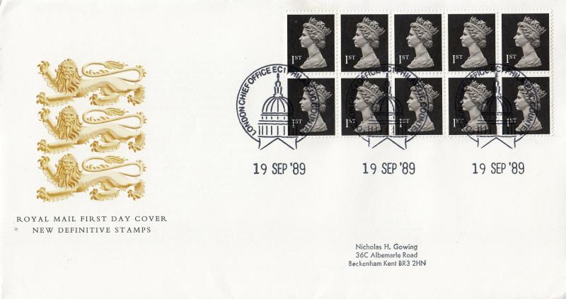1989 (09) £1.90 Questa Booklet - RM - London Chief Office (St Paul's) Philatelic Counter H/S