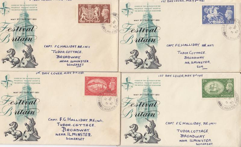 1951 (05) Festival High's - 4 x Festival Covers - Horton, Illminster CDS