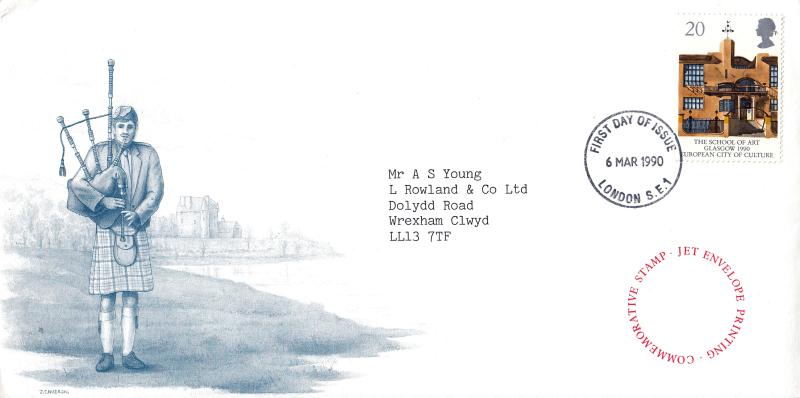 1990 (03) Europa - Jet Envelope Printing Co Cinderella - 'Piper' Image - London SE1 FDI