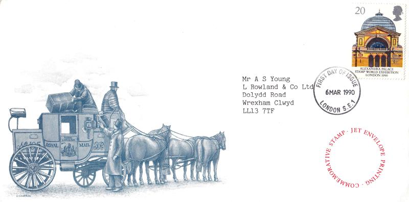 1990 (03) Europa - Jet Envelope Printing Co Cinderella - 'Mail Coach' Image - London SE1 FDI