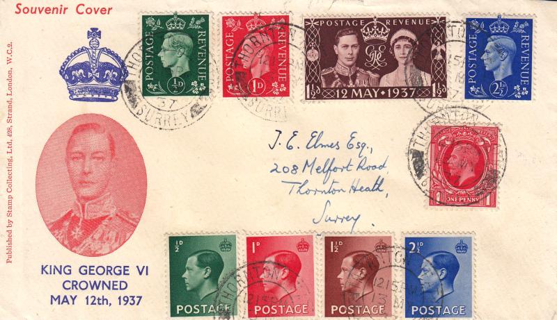 1937 (05) Coronation - Illustrated Red Cameo Image Cover - Thornton Heath CDS