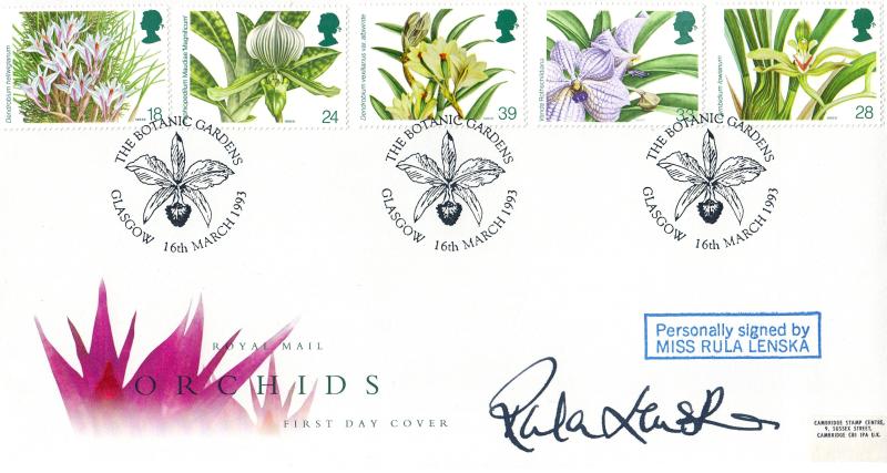 1993 (03) Orchids - RM - Botanic Gardens, Glasgow H/S - Signed by Rula Lenska