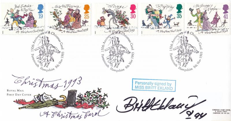 1993 (11) Christmas - RM - Christmas Carol, Portsmouth H/S - Signed by Britt Ekland