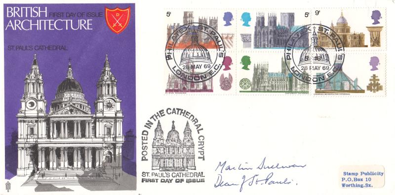 1969 (05) Cathedrals - Trident - Philatex St Paul's H/S - Signed by the Dean of St Paul's