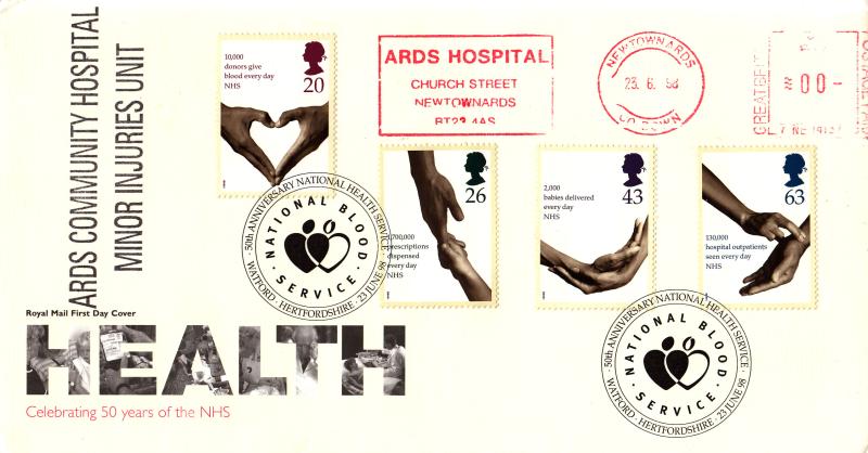 1998 (06) NHS - RM - National Blood Service H/S + ARDS Hospital Meter Mark + Signed by the First Nurse Practitioners in Northern Ireland