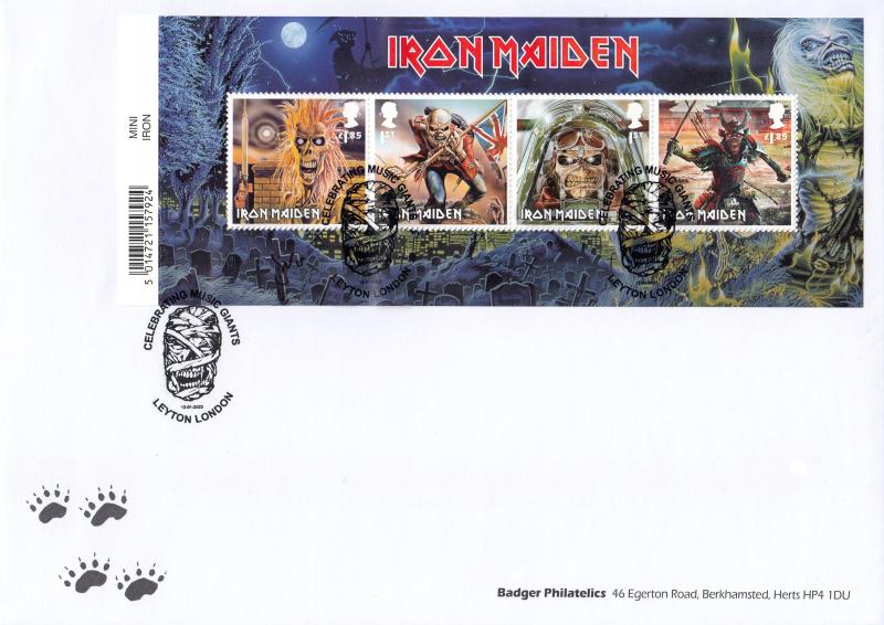 2023 (01) Iron Maiden (M/S) - Badger Philatelics 'Leyton' Official
