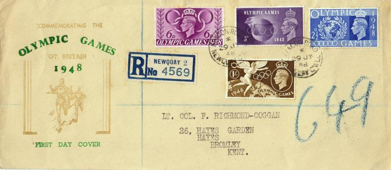 1948 (07) Olympics - Gold 'Runners' Cover (Green Text) - Newquay CDS