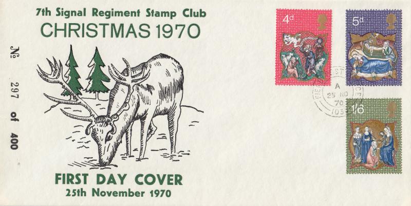 1970 (11) Christmas - 7th Signal Regiment Stamp Club Cover - Field PO 1035 CDS