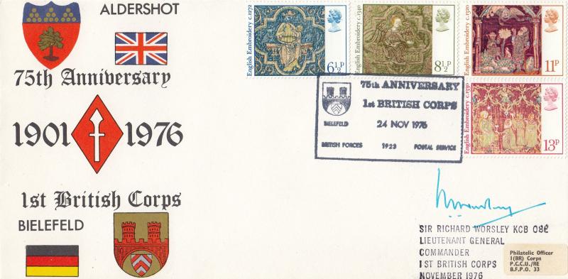 1976 (11) Christmas - Forces 1st British Corps, Bielefeld BF1923PS Official - Signed by Sir Richard Worsley