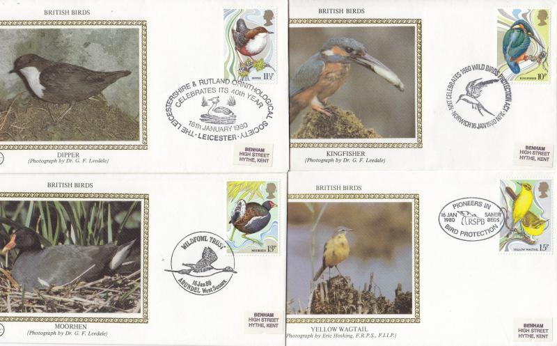1980 (01) Birds - Benham Small Silk Set of Four - The First Ever Set...