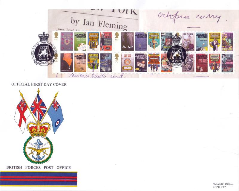 2008 (01) James Bond (M/S) - British Forces Post Office Official - BF3045PS H/S