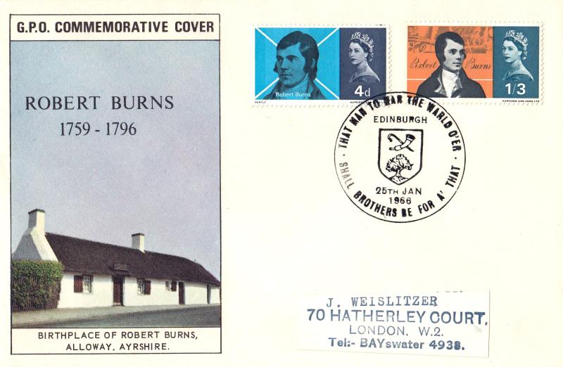 1966 (01) Robert Burns - Phos - GPO - Edinburgh H/S (Large Format)