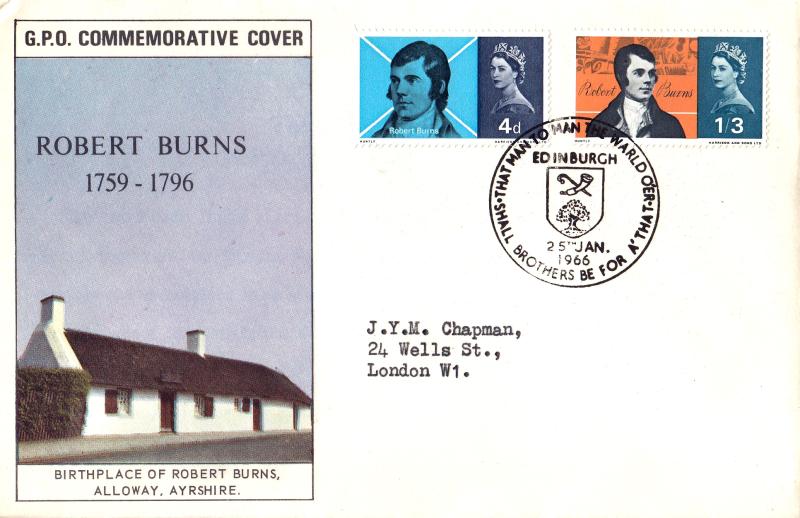 1966 (01) Robert Burns - Ord - GPO - Edinburgh H/S (Small Format)