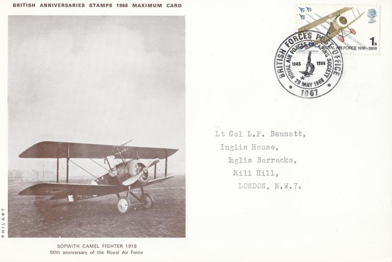 1968 (05) Anniversaries - Philart Maximum Card - 1/- - RAF Escaping Society H/S