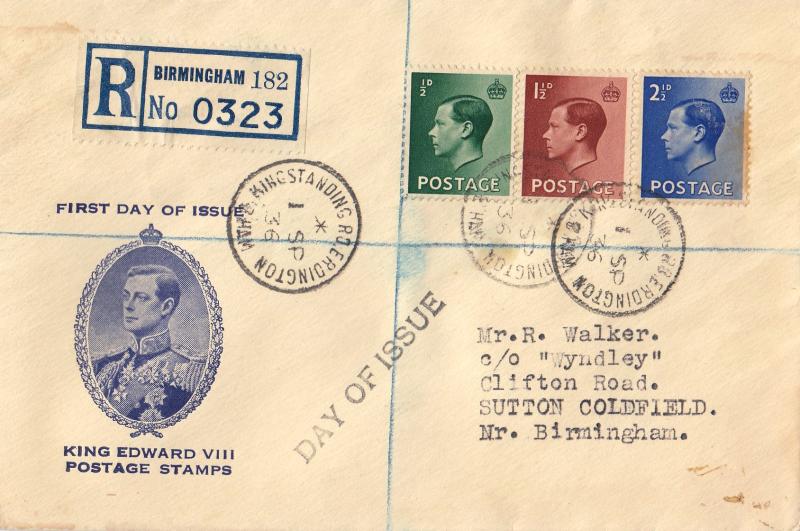 1936 (09) Edward VIII Definitives - 'Cameo' Image Cover - Kingstanding CDS