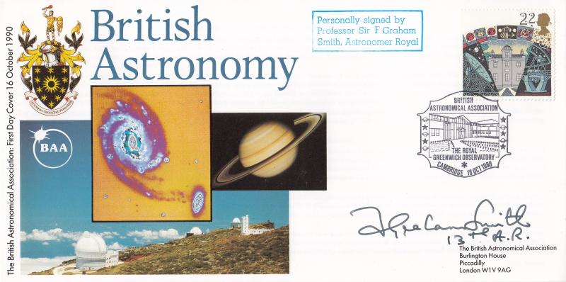 1990 (10) Astronomy - Cambridge British Astronomical Association (Greenwich Observatory) Official - 22p - Signed by Professor F Graham Smith