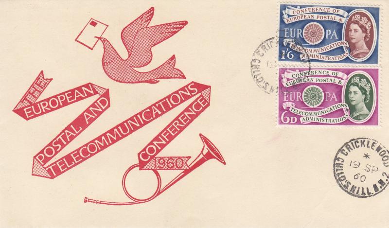 1960 (09) Europa - Red Dove, Horn & Text Cover - Child's Hill CDS