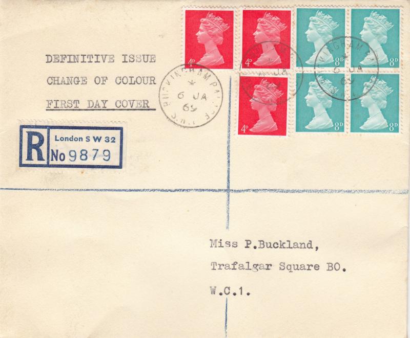 1969 (01) 4d+8d Change of Colour Definitives - Royal 'Crested' Cover - Buckingham Palace CDS