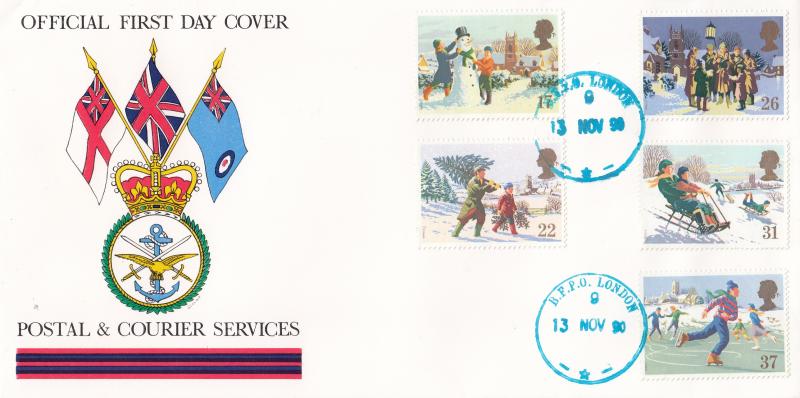 1990 (11) Christmas - Postal & Courier Services Cover - BFPO London 9 CDS