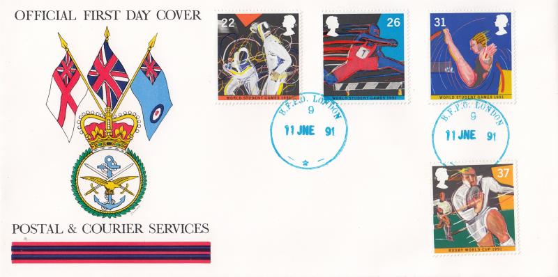 1991 (06) Sports - Postal & Courier Services Cover - BFPO London 9 CDS