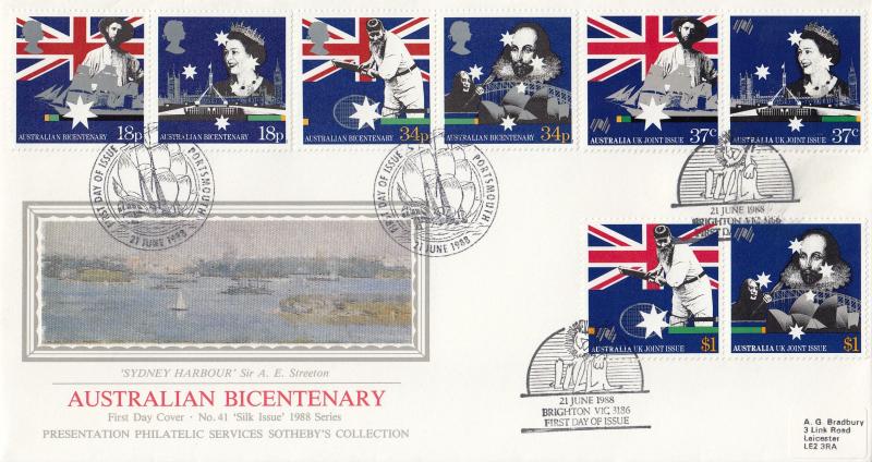 1988 (06) Australia - PPS Silk - BOTH GB & Australian Sets - Portsmouth H/S on the GB Set + Brighton H/S on the Australian Set