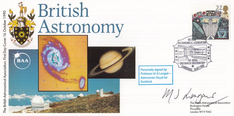 1990 (10) Astronomy - Cambridge British Astronomical Association (Greenwich Observatory) Official - 22p - Signed by Professor M S Longair