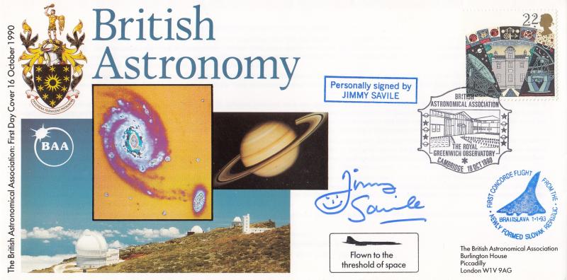 1990 (10) Astronomy - Cambridge British Astronomical Association (Greenwich Observatory) Official - 22p - Signed by Jimmy Saville