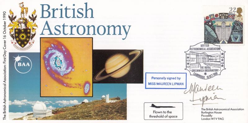 1990 (10) Astronomy - Cambridge British Astronomical Association (Greenwich Observatory) Official - 22p - Signed by Maureen Lipman
