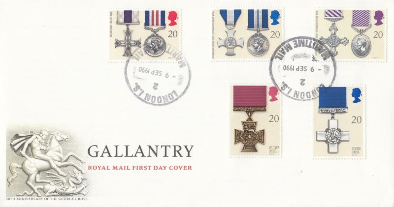 1990 (09) Gallantry - RM - Maritime Mail CDS - PRE-DATED ERROR