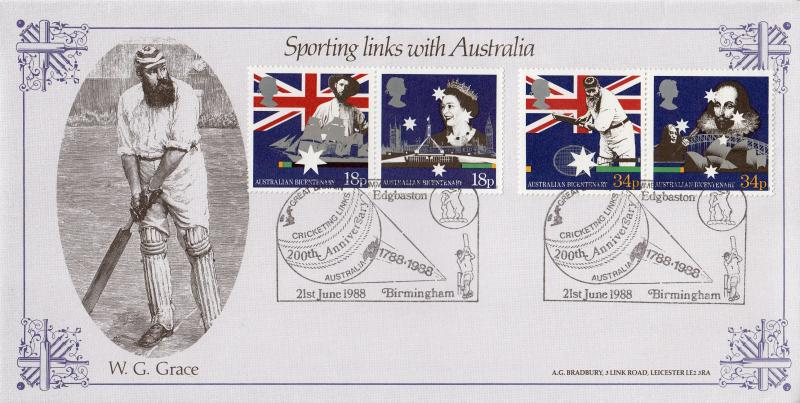 1988 (06) Australia - Bradbury 'W G Grace' Cover - Edgbaston, Birmingham H/S